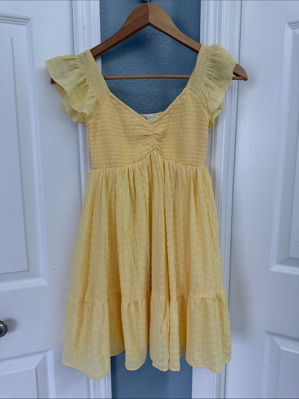 Thirty/Thirty Yellow Smocked Sundress with Flutter Sleeves size XS